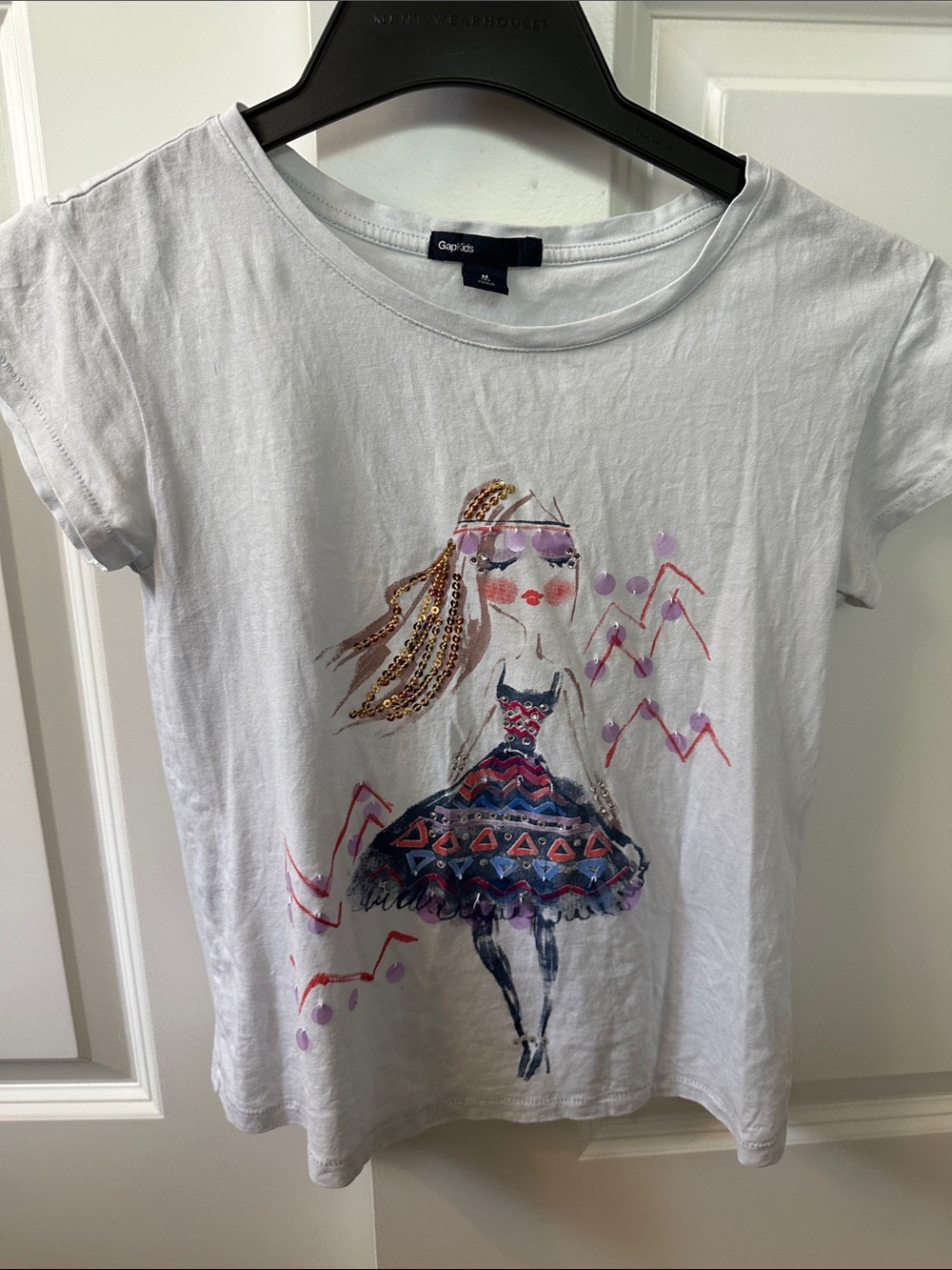 GAP White Tee with Colorful Ballerina Graphic